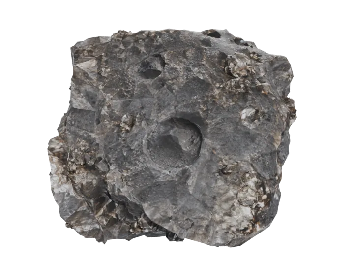 Metallic asteroid — generated mesh with materials