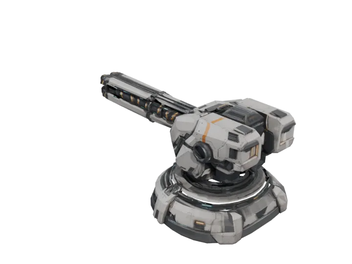 Railgun turret — generated mesh with materials