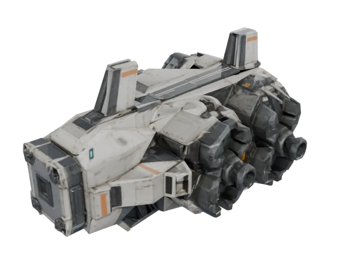 Quad-engine section — generated mesh with materials