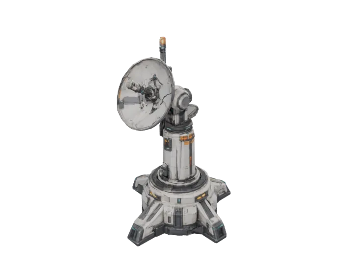 Comms tower — generated mesh with materials