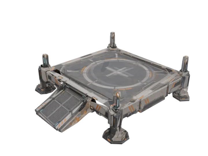 Landing pad — generated mesh with materials