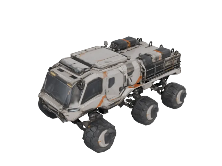 Six-wheeled rover — generated mesh with materials